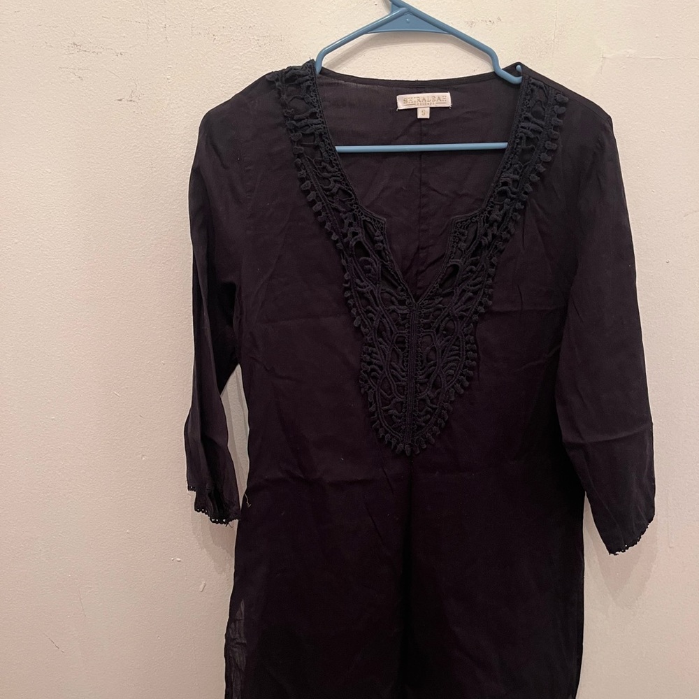 Shiraleah Black Women's Blouse with Lace Detail